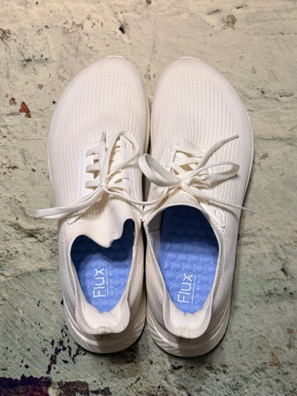Cream White Athletic Sneakers with Blue Insole - FLUX-